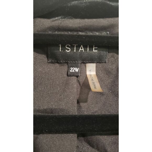 1. State‎ Black Velvet Ruched Sleeve Button Front Blazer Dress NWT Size 22W - Picture 7 of 9